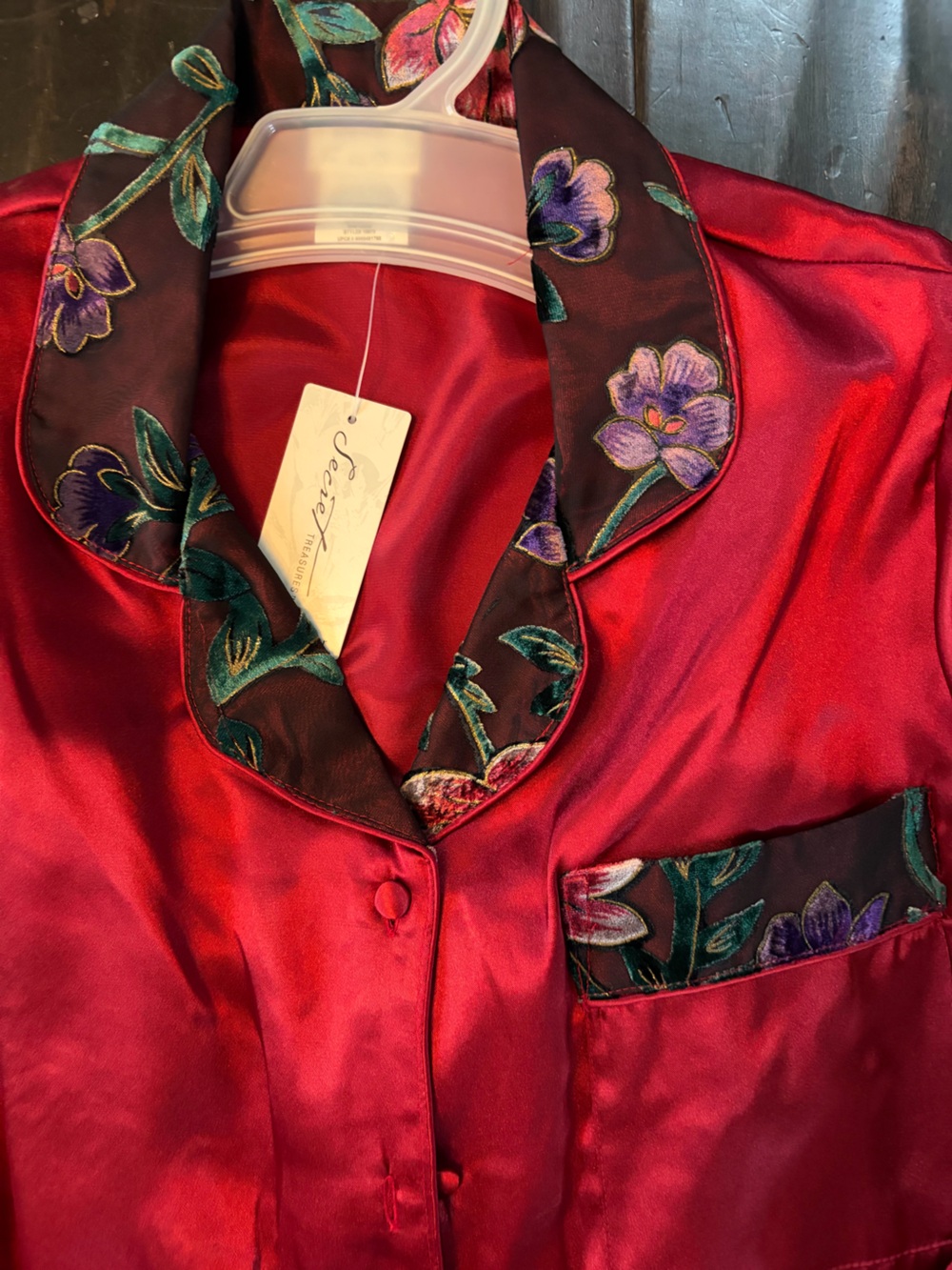 NWT Secret Treasures Red Satin 2-Piece Pj Set- Med
